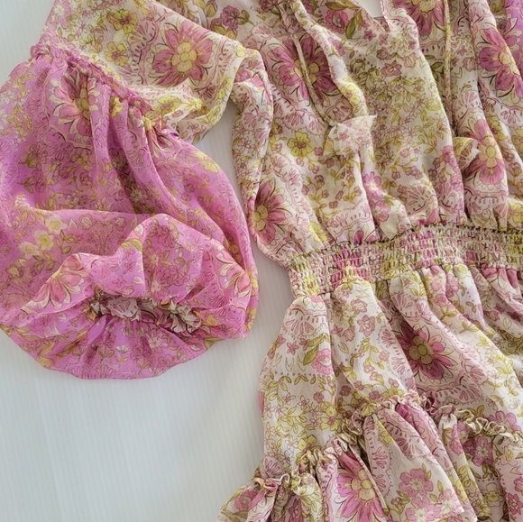 Misa Los Angeles Viviana Mini Dress Floral Medallion Mix Ruffle Print Mini Dress - Picture 12 of 16